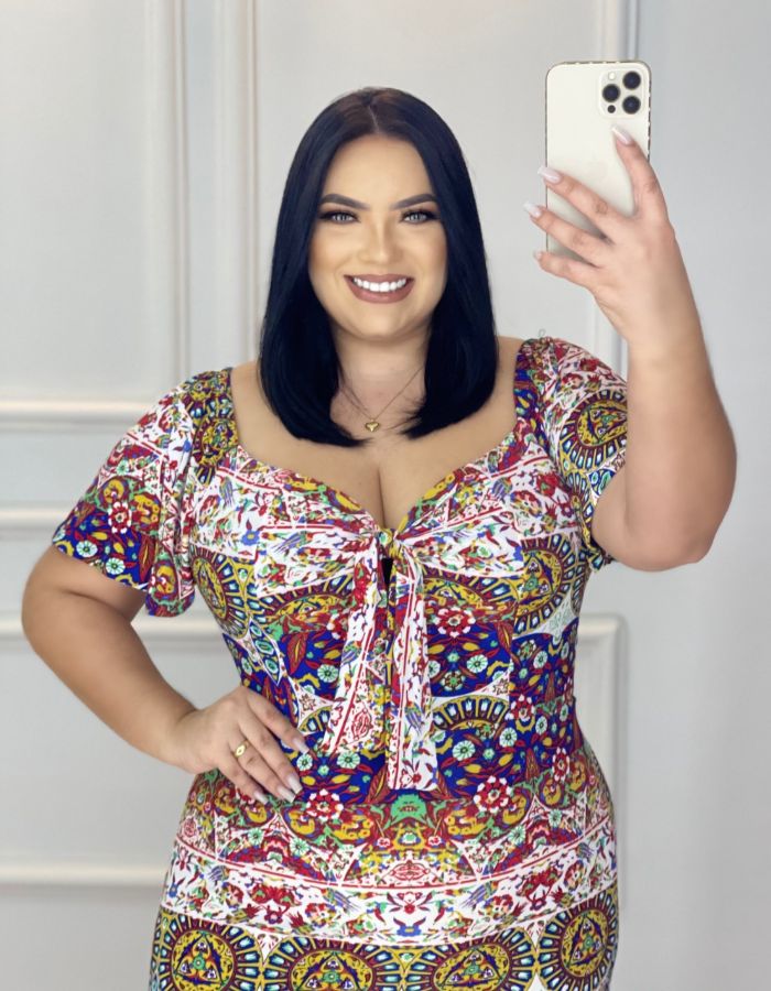 VESTIDO LONGO LAÇO COM MANGA - TAM GG