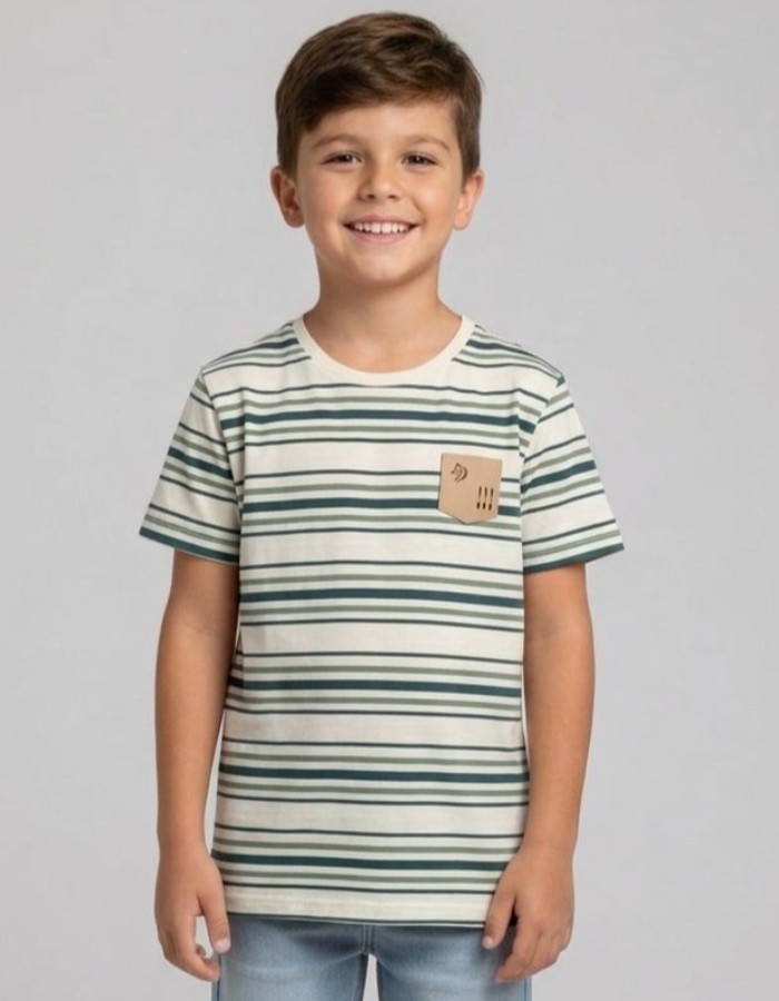 CAMISA LISTRADA COM BOLSO VARIADAS
