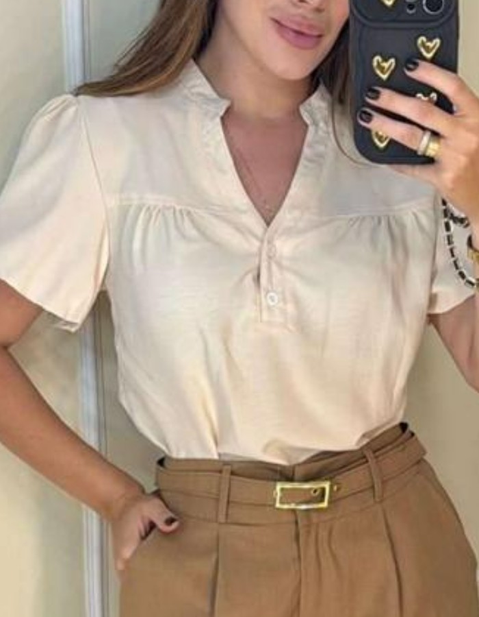 BLUSA BOTÃO NA GOLA