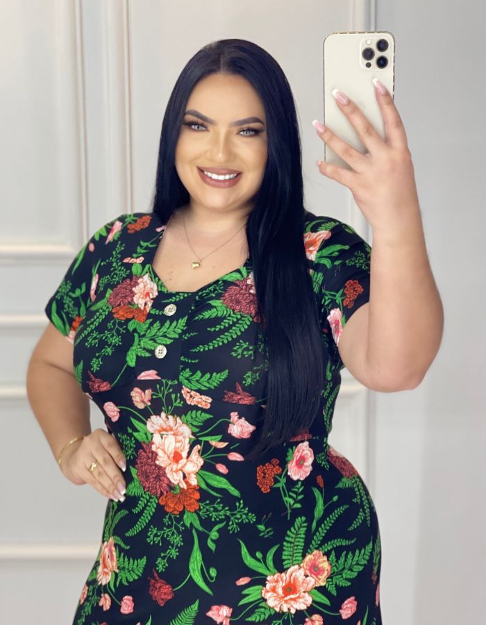 VESTIDO CURTO FORRADO COM MANGA E BOTOES - TAM G