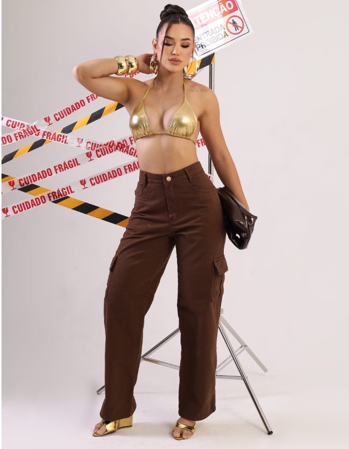 CALÇA CARGO MARROM