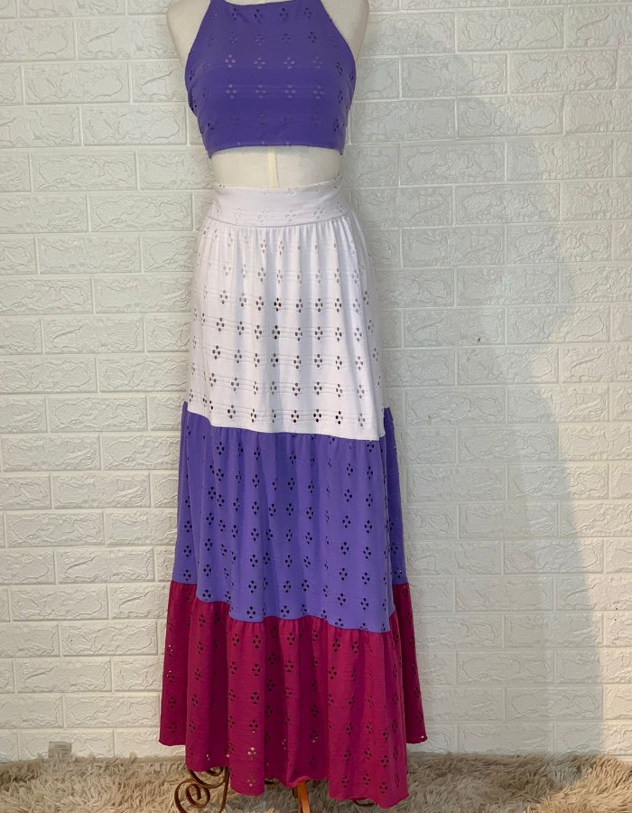 Conjunto Praia com Saia Rendada