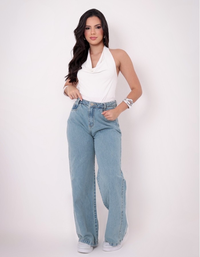 CALÇA JEANS CLARO DESGRADEADA