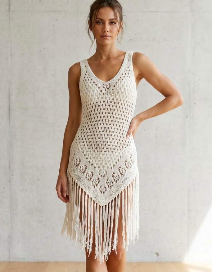 vestido curto franja