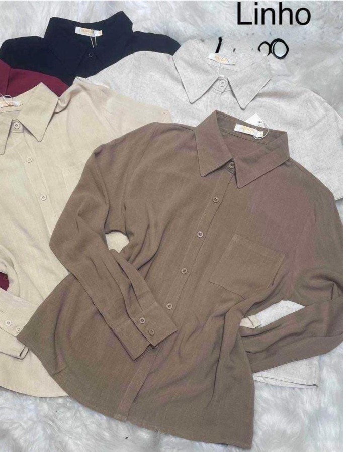 blusa manga longa de linho
