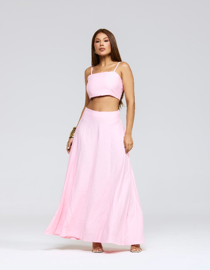 CONJUNTO CROPPED E SAIA ALFAIATARIA