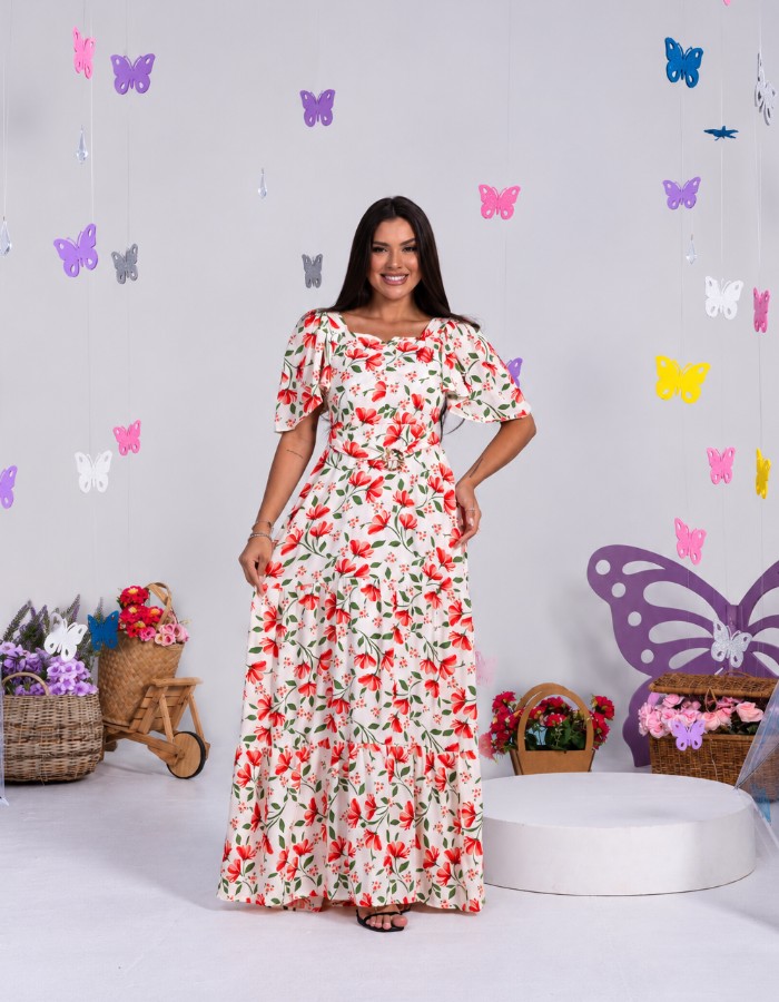 VESTIDO COM CINTO ( TEC. VISCOLINHO)