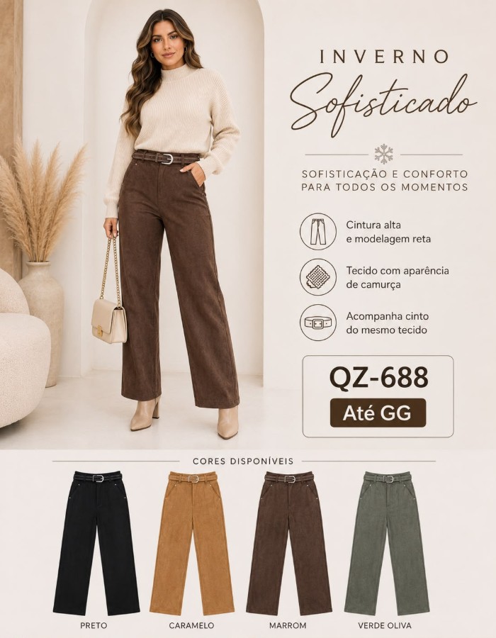 CALÇA SUEDE PREMIUM COM CINTO