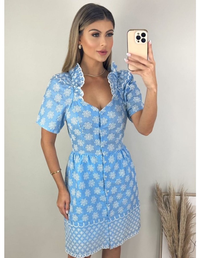 Vestido Crepe Bordado