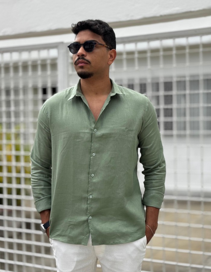 MANGA LONGA PURO LINHO VERDE
