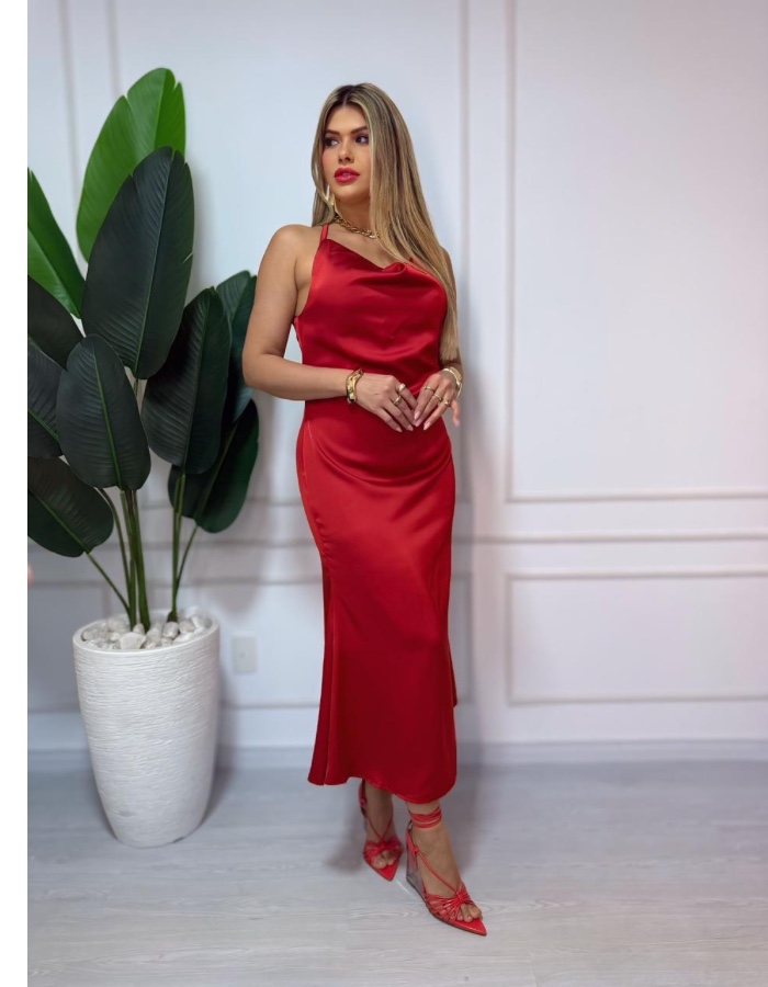 Vestido Seda Premium Alça regulável 