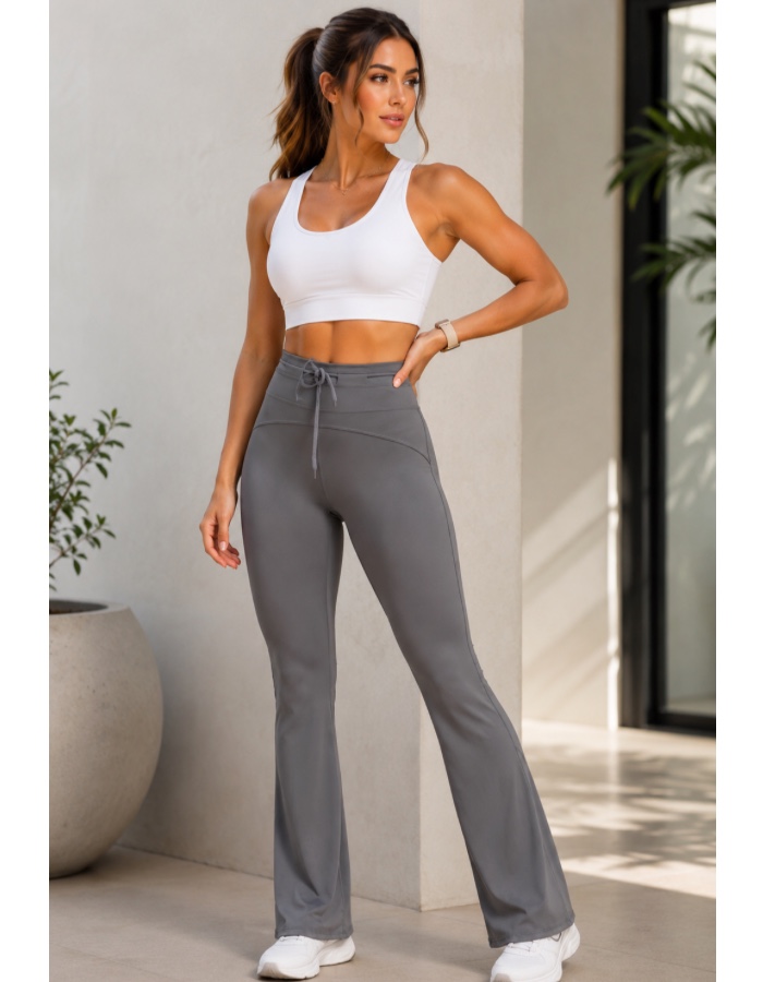 Calça flare com cadarço 