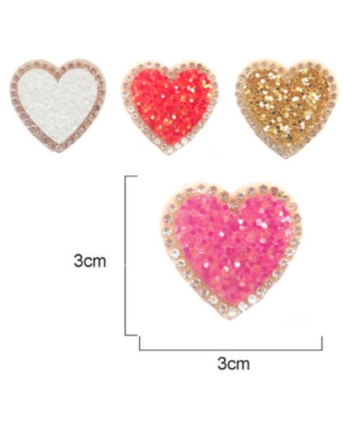 APLIQUE GILITTER C/ STRASS CORAÇÃO - RO.150066 - PACOTE C/ 100 UNIDADES