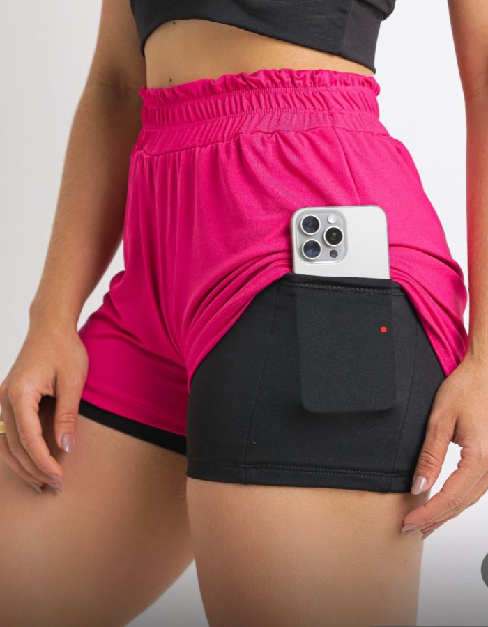 Short duplo com bolso