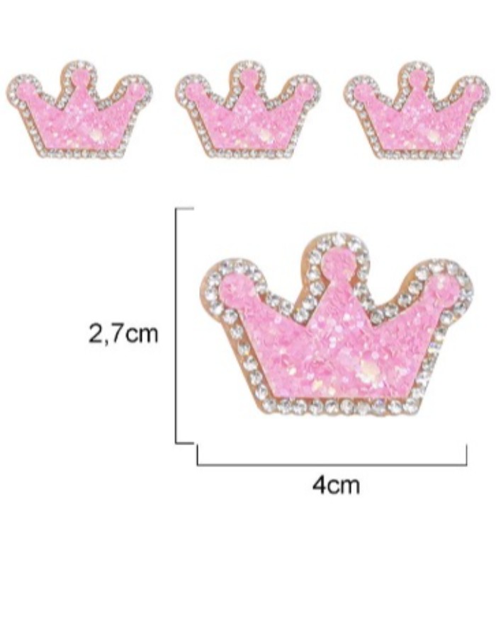 APLIQUE GILITTER C/ STRASS COROA - RO.150067 - PACOTE C/ 100 UNIDADES