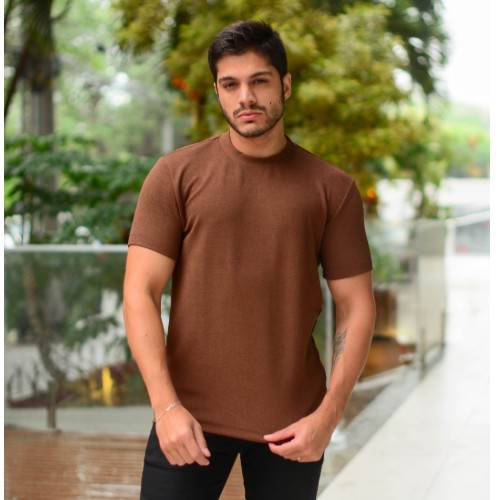 CAMISA TEXTURIZADA MARRON 