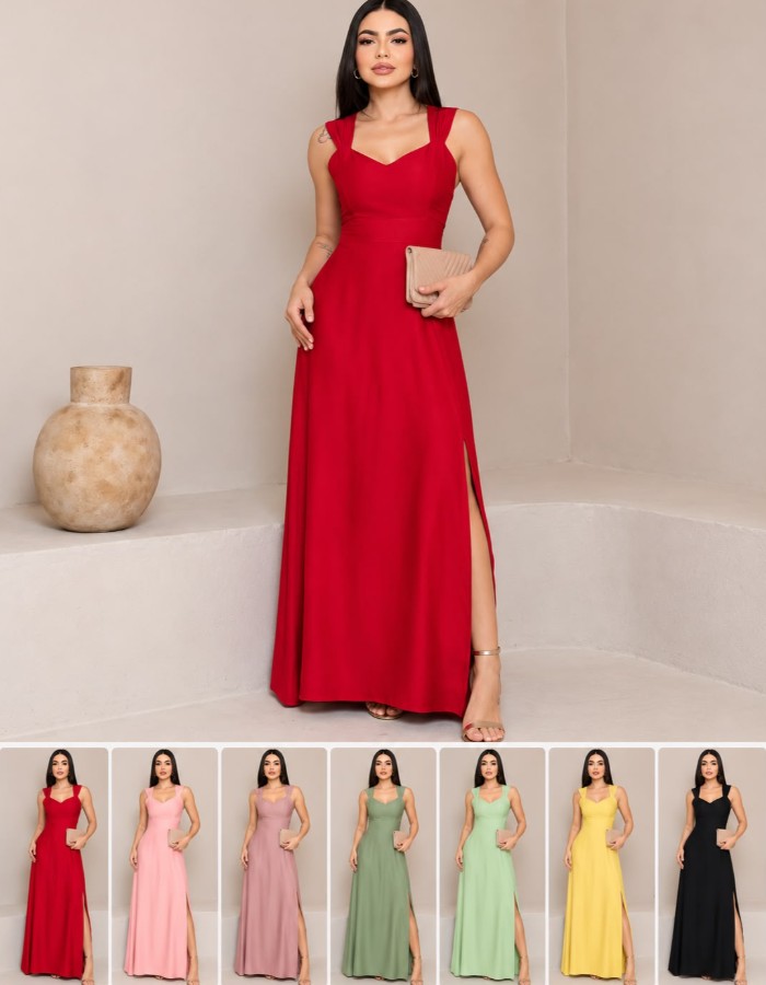 VESTIDO LONGO VISCO SARJA PREMIUM
