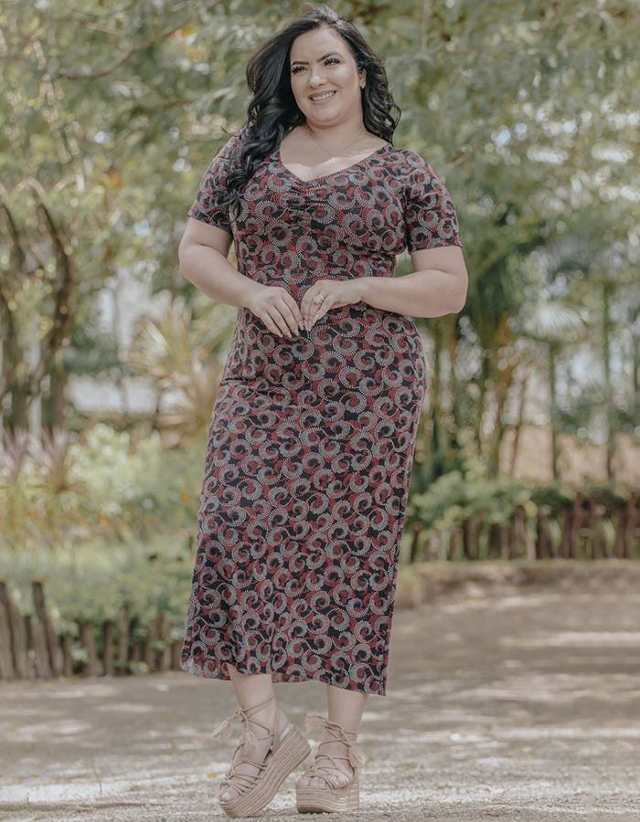 VESTIDO LONGO FRANZIDO - TAM G