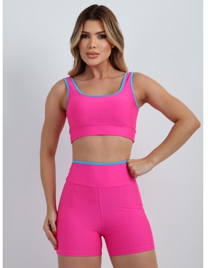 Conjunto top e short com detalhe de viés (SEM LOGO)
