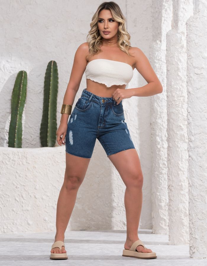 SHORT JEANS MEIA PERNA 