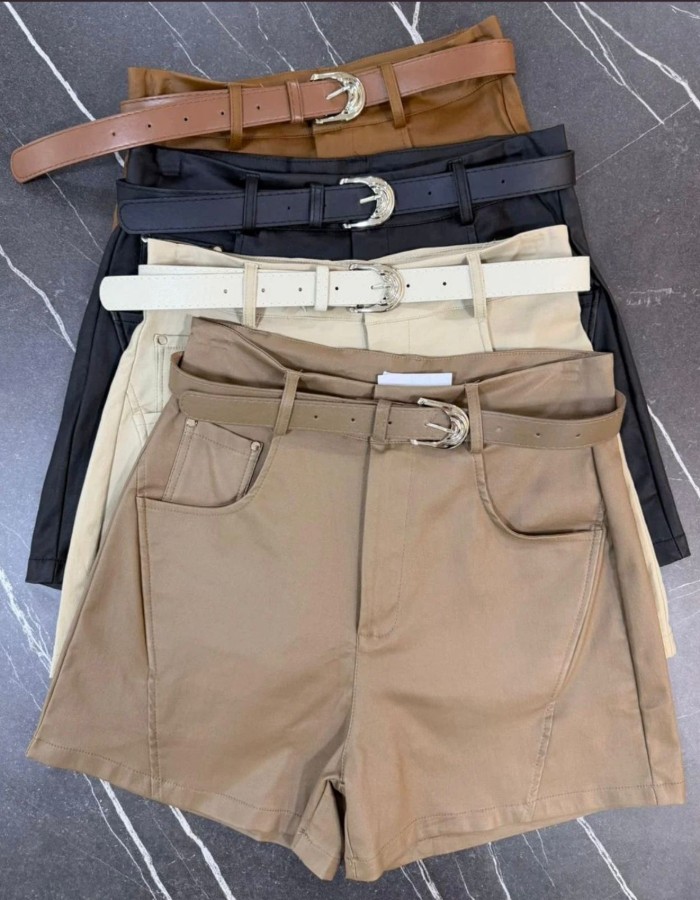 SHORT C/CINTO DE COURO RESINADO