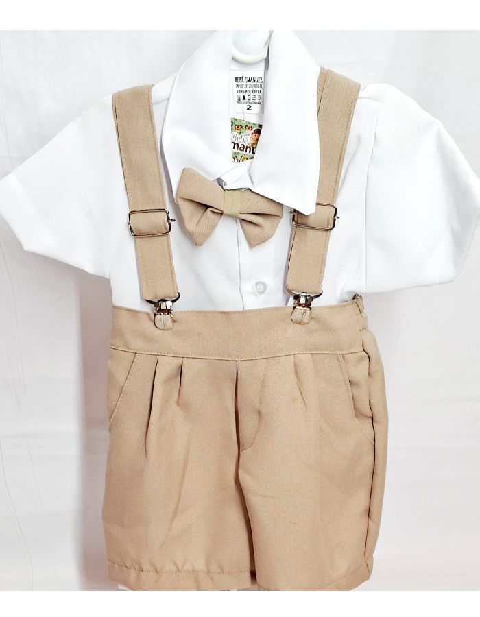 Conjunto Batizado suspensório bebê Emanuel