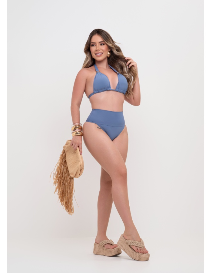 BIQUÍNI HOT PANT CORTININHA COM DETALHE METAL 