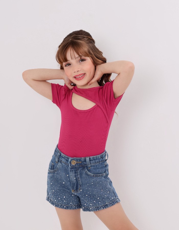SHORT GLOW JEANS INFANTIL (QUADRADINHO)