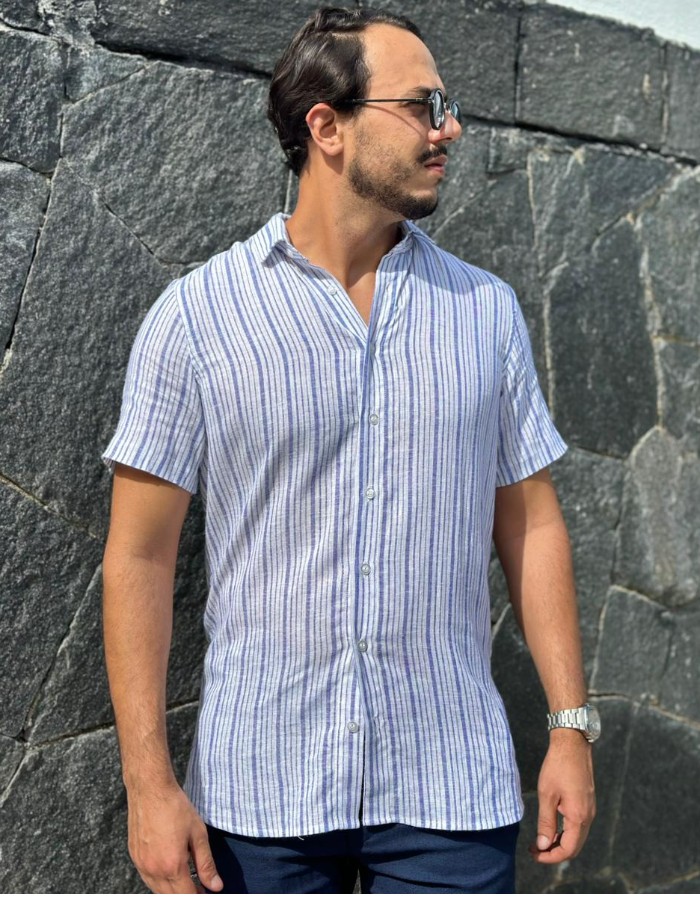 LINHO ITALIANO SLIM FIT  AZUL LISTRAS
