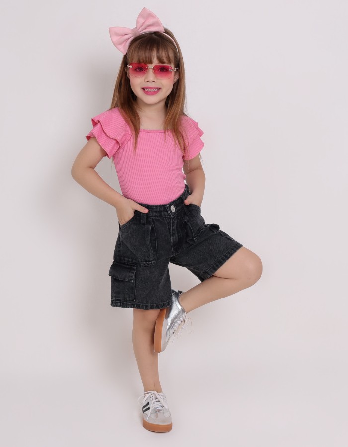 BERMUDA BLACK INFANTIL DESGRADEADA