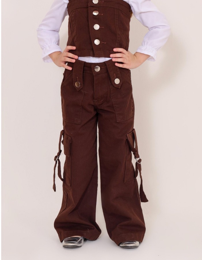 CALÇA MARROM INFANTIL DESGRADEADA