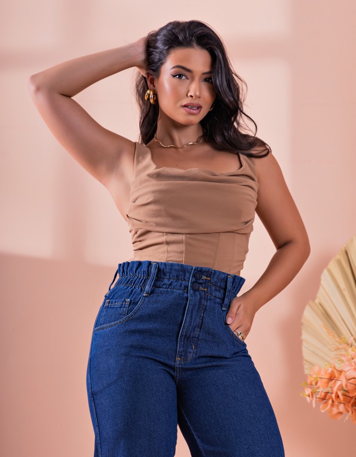PANTALONA AZUL ESCURA COM ELÁSTICO