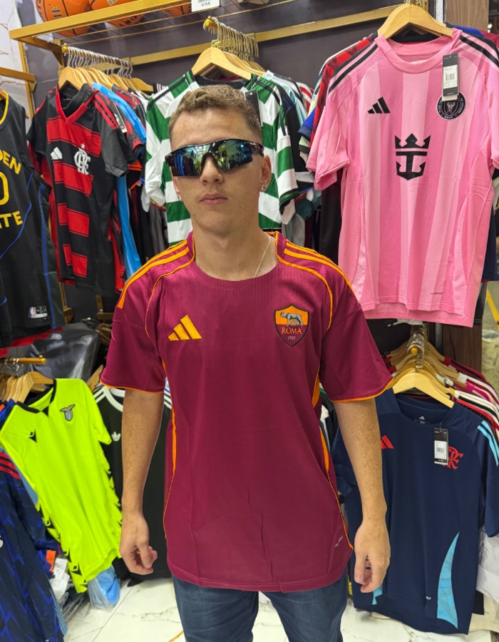 Camisa torcedor AS Roma Home 25/26 da Adidas bordô 
