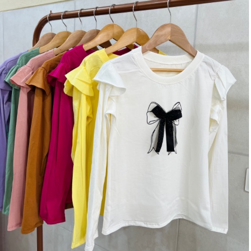 T-shirt Manga Longa Laços