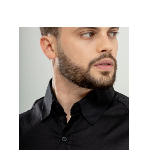 Camisa manga curta linho gola tradicional