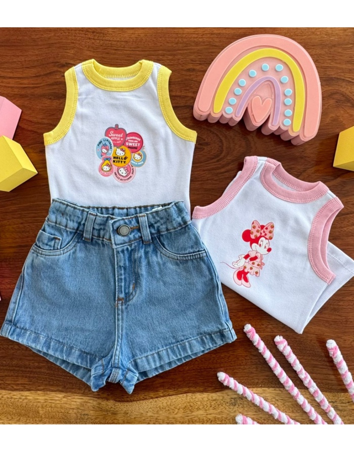 REGATA BRANCA MINNIE E HELLO 