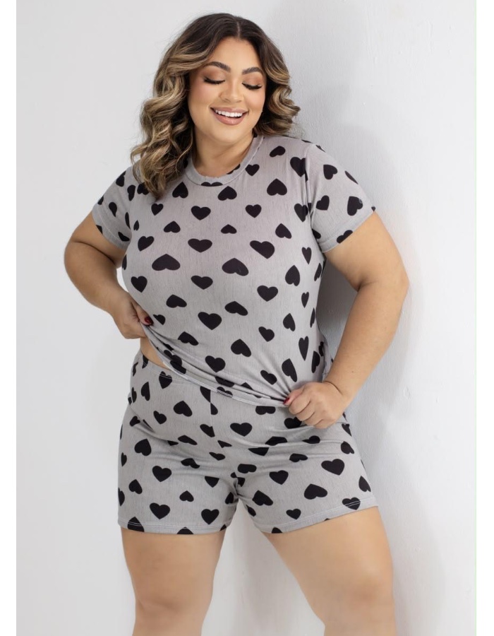 BABY DOLL PLUS COM MANGA ESTAMPADO