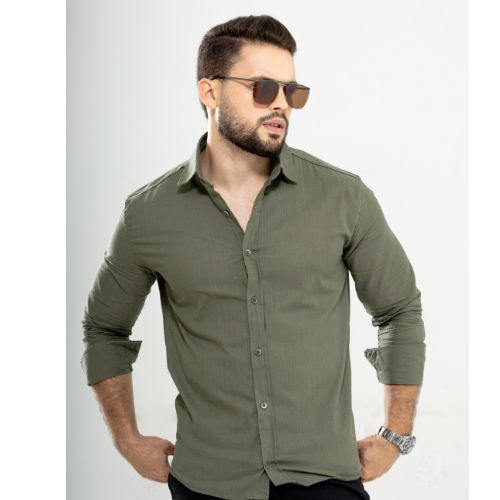 Camisa manga longa linho gola tradicional