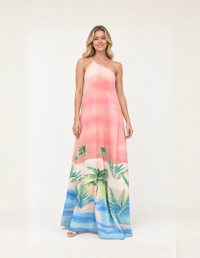 Vestido ombro único em four way