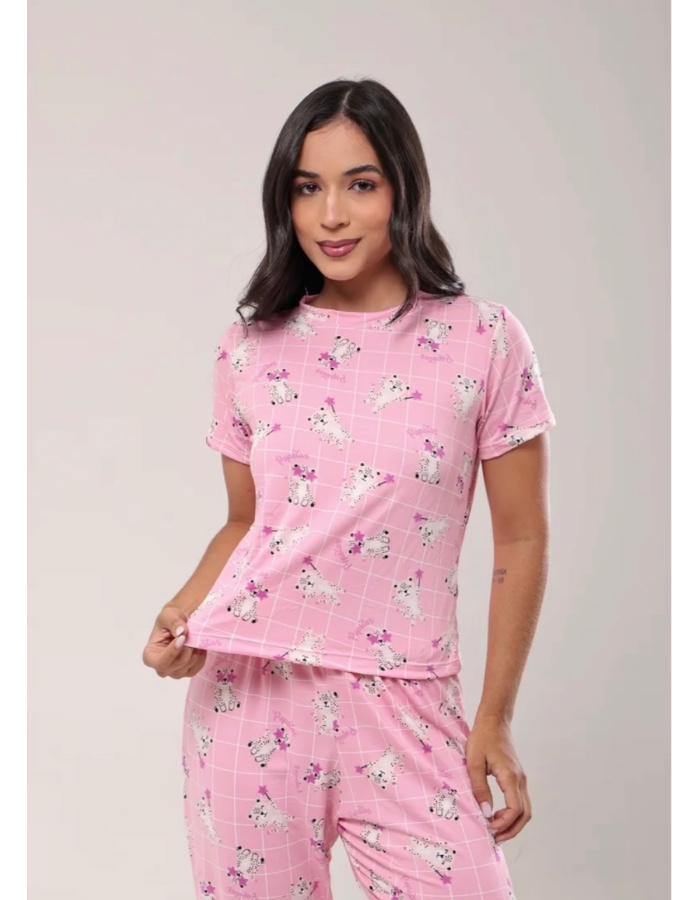 Pijama de manga estampada 