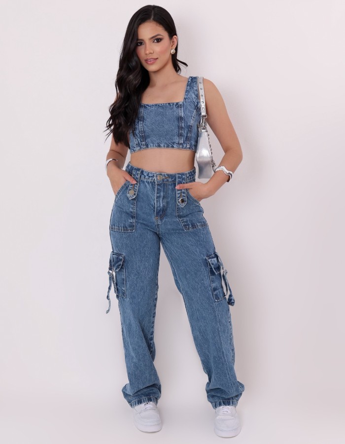 CONJUNTO JEANS (CROPPED ALÇA)