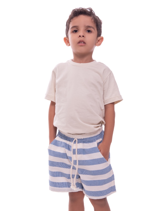 Short mauricinho linho com listras horizontal