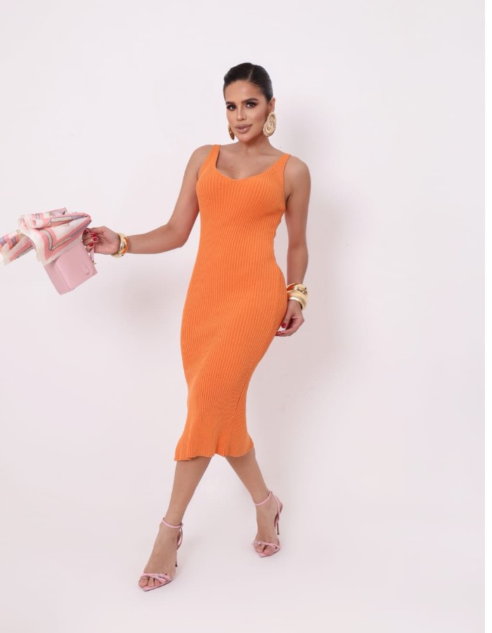 Vestido alça canelado 
