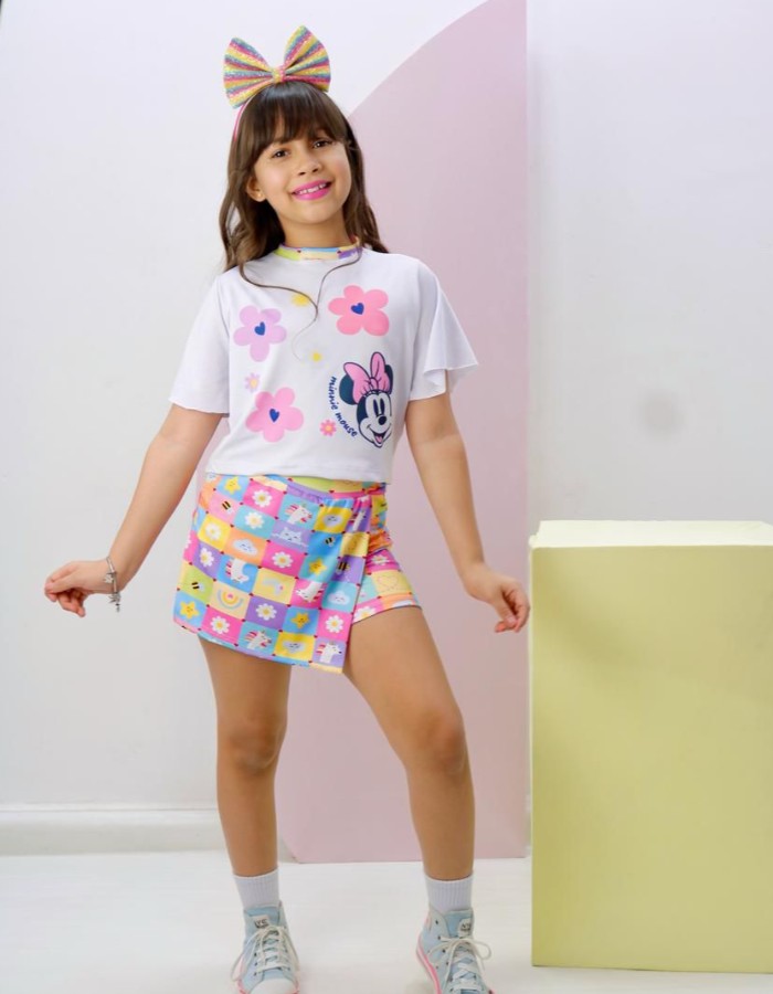 Conjunto short saia minei fores