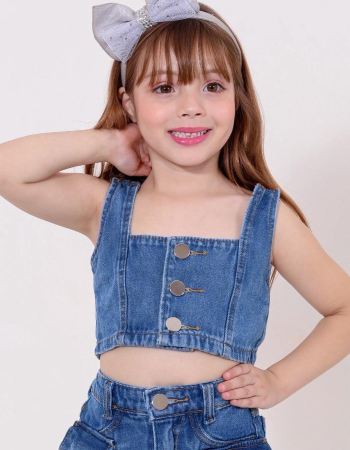 CROPPED JEANS INFANTIL (ESCURO) DESGRADEADO