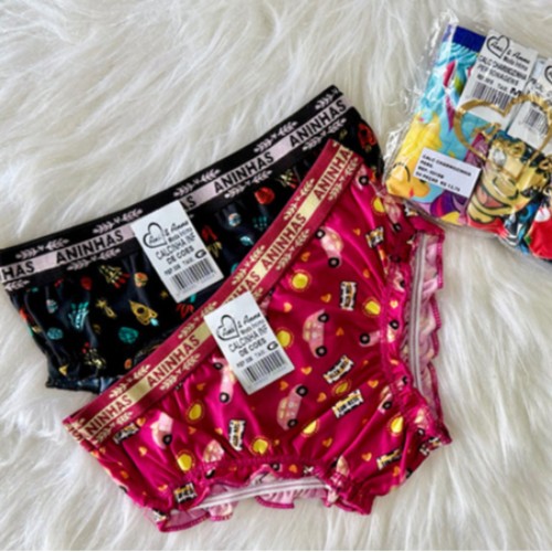 CALCINHA INFANTIL DE COS ANINHAS C/04 NA BOLSA