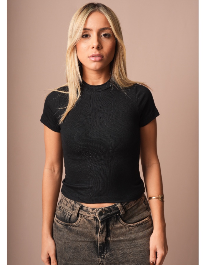 GOLA MEDIA CANELADA FEMININA 94%VISCOSE 6%ELASTANO