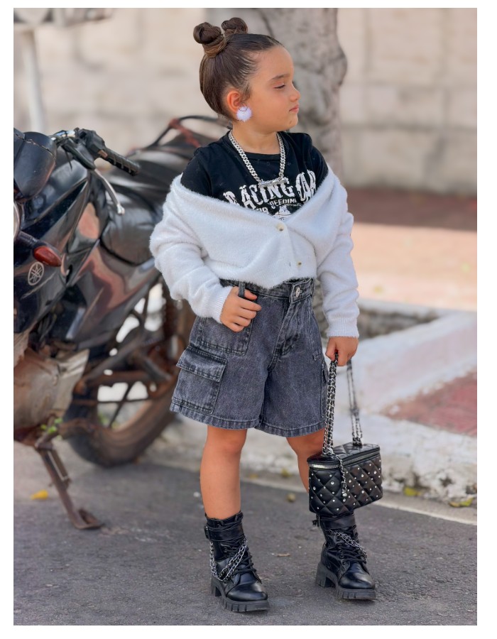 BERMUDA BLACK INFANTIL DESGRADEADA