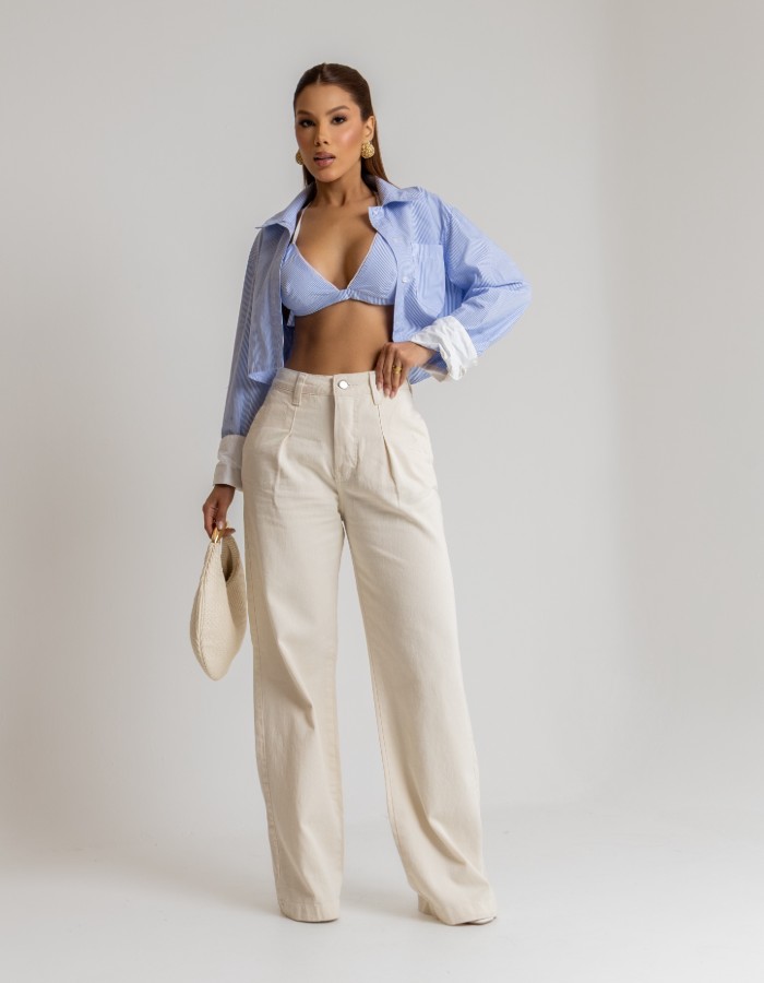 CALÇA WIDE LEG 100% ALG.