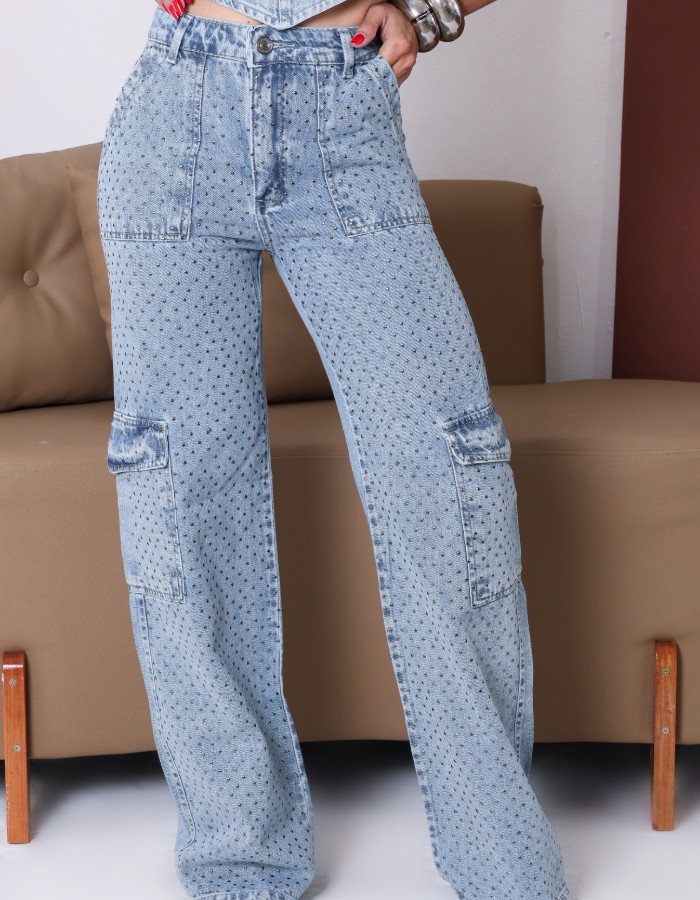 CALÇA CARGO RETRÔ C/ BRILHO